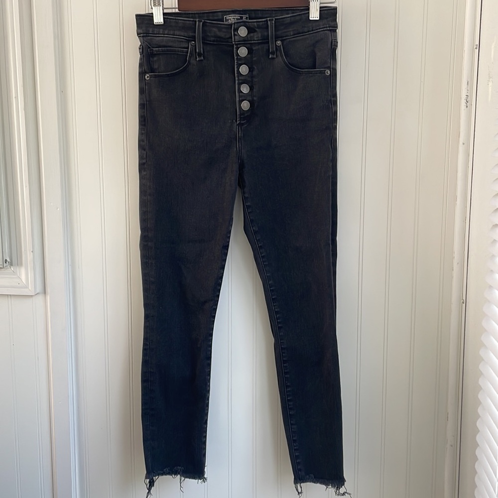 Abercrombie & Fitch high rise super skinny ankle stretchy button fly size 27/4S - Picture 2 of 14